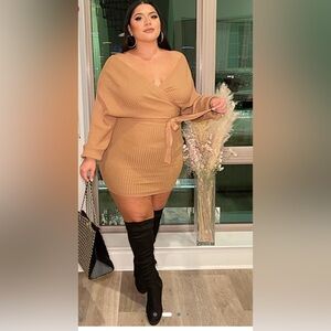 Just Between Us Sweater Dress - Camel